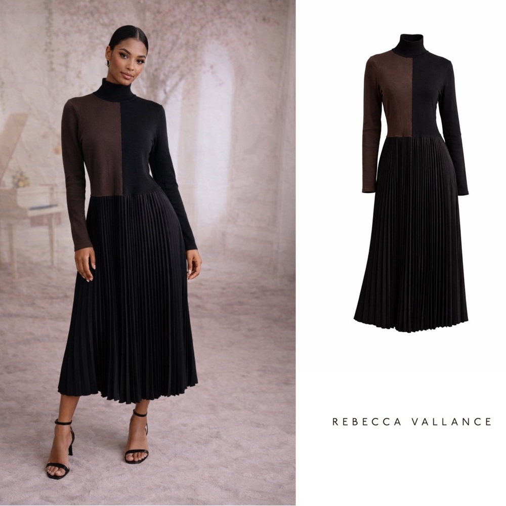 NEW Rebecca Vallance Donna knitted midi dress Colorblock